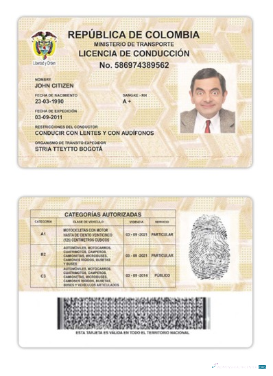 download Colombia driving license version 2